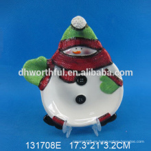 Placa de cerámica del muñeco de nieve de la Navidad del nuevo estilo 2016